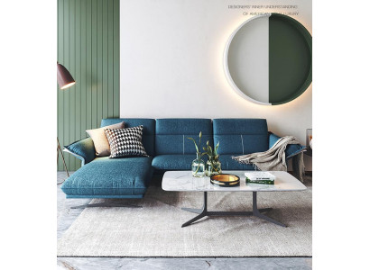 Stoff L-Form Couch Wohnlandschaft Ecksofa Garnitur Modern Design Blaues Sofa Neu