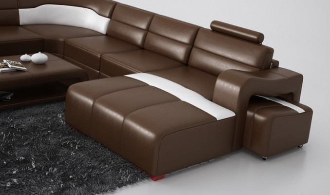 Luxuriöse Leder Eckcouch Sofa Polster Eckgarnitur U Form Weisse Sofas Set Couch