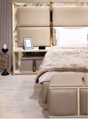 Modern Garnitur Einrichtung Schlafzimmer Bett 2xNachttische Design Möbel Neu