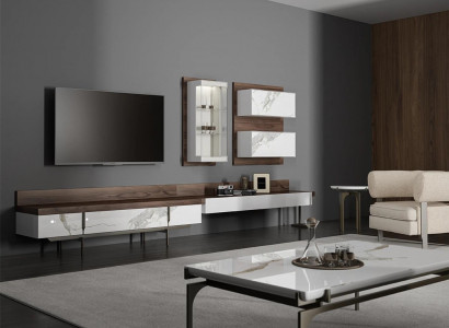 Wohnwand tv Ständer Sideboard Wandschrank Modern Wohnzimmer Hänge Vitrine Holz