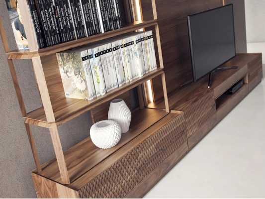 Wohnzimmermöbel Set 4tlg TV-Ständer 2x Bücherregale Holzmöbel TV Rahmen Komplett