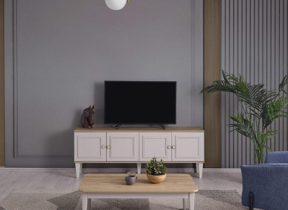 TV Ständer Schrank RTV Lowboard Wohnzimmer Grau Holz Sideboard Modern