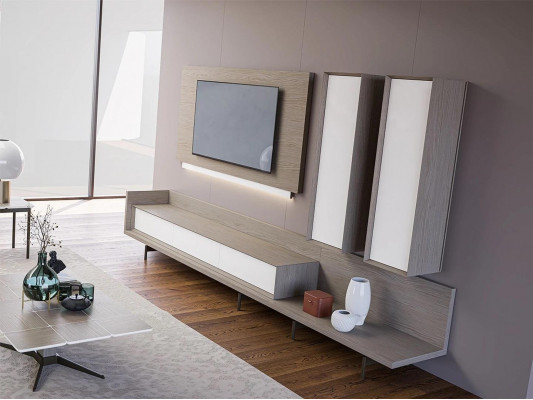 Wohnwand TV-Ständer TV Rahmen Einrichtung 2x Wandschrank Design Modern Garnitur