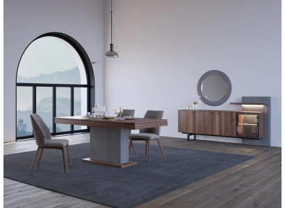 Essgruppe Esszimmer Möbel Esstisch 4x Stühle Luxus Sideboard mit Spiegel