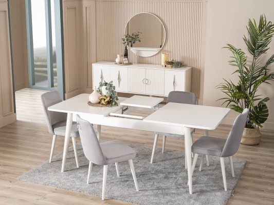 Esszimmertisch Esstisch Tisch Weiß Esszimmer Holz Ausziehbar Modern