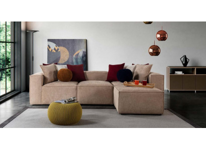 Beiges Wohnzimmer Luxus Ecksofa L-Form Sofa Polster Moderne Couchen Neu