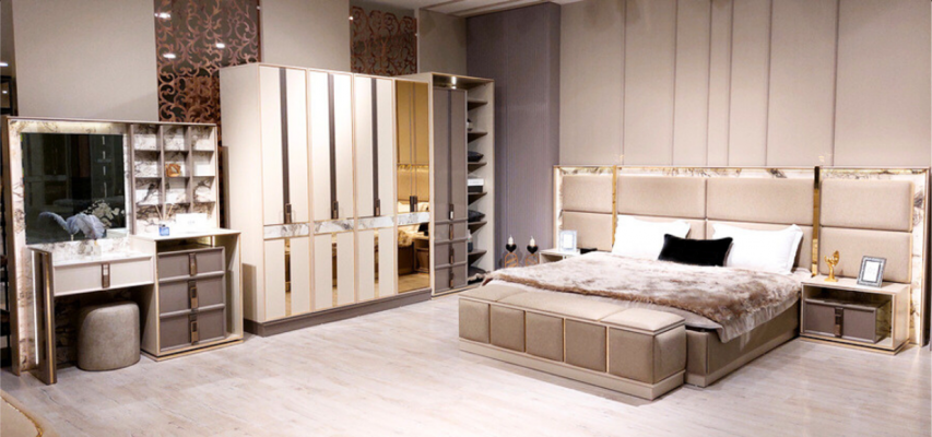 Modern Garnitur Einrichtung Schlafzimmer Bett 2xNachttische Design Möbel Neu