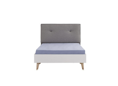 Kinderbett Bett 100 cm Jugendbett Holz Grau Kinderzimmer Stoff Modern