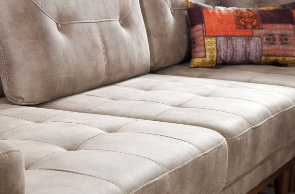 Beiges Wohnzimmer L-Form Sofa Designer Luxus Ecksofa Moderne Couch Neu