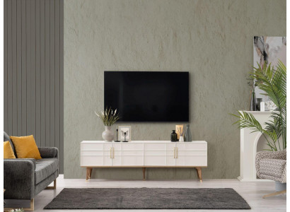 Lowboard TV Ständer Sideboard Modern Schrank RTV Wohnzimmer Weiß Holz