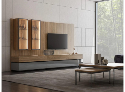 Luxus Komplett Wohnwand Braun Möbel Designer Set Einrichtung TV-Ständer Modern
