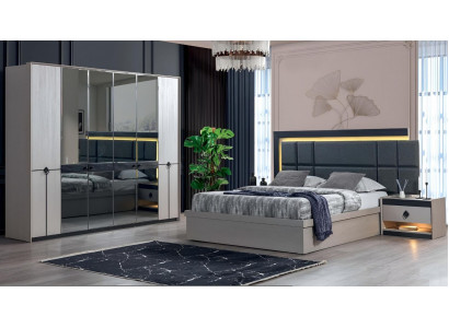 Design Schlafzimmer Modern Luxus Komplett Bett Kleiderschrank Neu 2x Nachttische