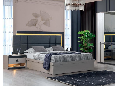 Schlafzimmer Set 3tlg Bett 2x Nachttische Luxus Komplett Möbel Moderne Design