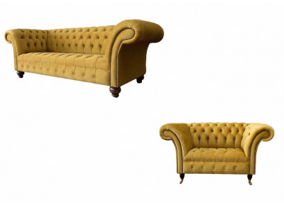Chesterfield Sofagarnitur 2+1 Sitzer Design Polster Modern Garnitur