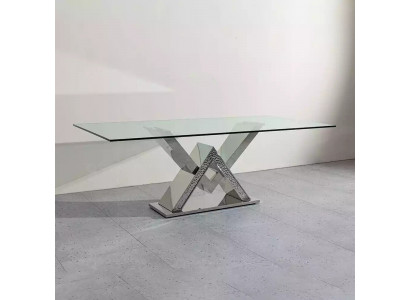 Luxus Esstisch Säulentisch Silber Esstische Esszimmer Tisch Glastisch