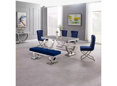 Luxus Esstisch Säulentisch Esstische Esszimmer Tisch Silber 200x100