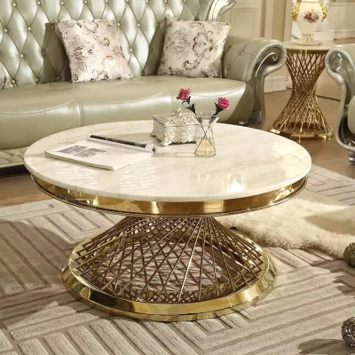 Couchtisch Design Wohnzimmer Luxus Edelstahl Runde Beistelltische Möbel