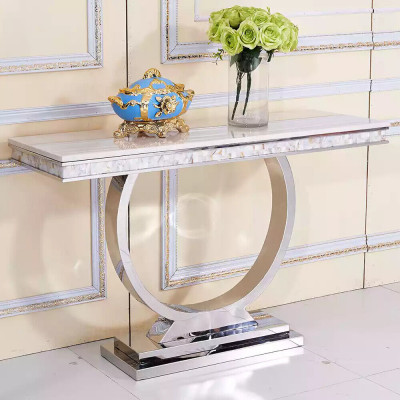 Silbernes Sideboard Konsolen Tisch Luxus Tisch Silber Chrom 120x40cm