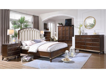 Bett 2x Nachttische Kommode Schlafzimmer Set Design Luxus neu 4tlg
