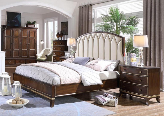 Bett 2x Nachttische Kommode Schlafzimmer Set Design Luxus neu 4tlg