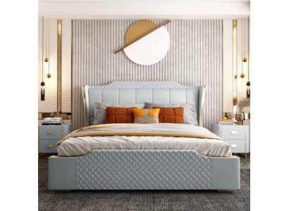Bett Polster Design Luxus Doppel Hotel Betten Schlafzimmer Kunstleder