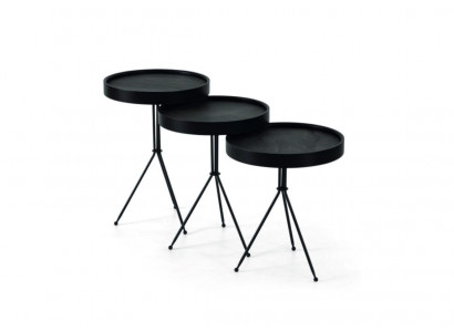 Modernes Schwarzes Beistelltisch Set 3x Luxus Wohnzimmer Couchtische