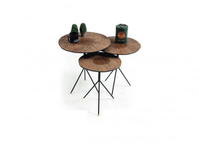 Runde Set 3x Kaffeetisch luxuriös Beistelltisch Wohnzimmer Tische Tisch