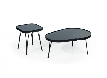 Designer Grauer Couchtisch Set Luxus 2x Tische Runde Beistelltische Tisch
