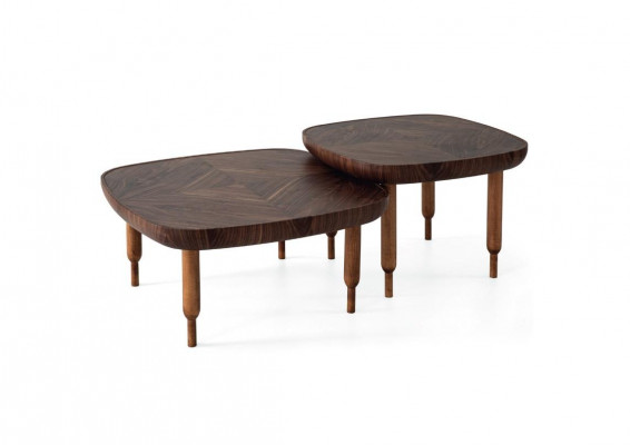 Luxus Couchtisch Set 2x Couchtische Wehnzimmer holz Braun Möbel Tisch