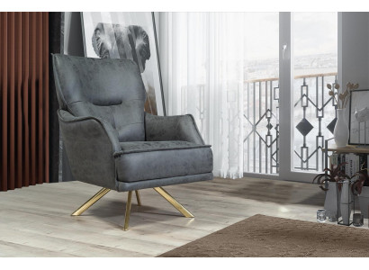 Grauer Einsitzer Exklusiver Sessel Lounge Club 1-Sitzer Luxus Einsitzer