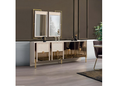 Esszimmer Möbel Sideboard mit Spiegel Luxus Holz Neu Design Moderne