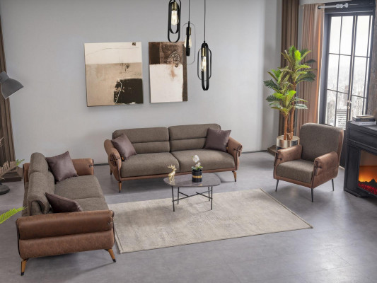 Polstermöbel Textil Wohnzimmer Set 3tlg Sofa Zweisitzer Sessel Neu Einrichtung