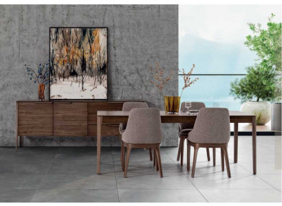 Esszimmer Set Essgruppe Braun Esstisch 4x Stühle mit Sideboard Tisch