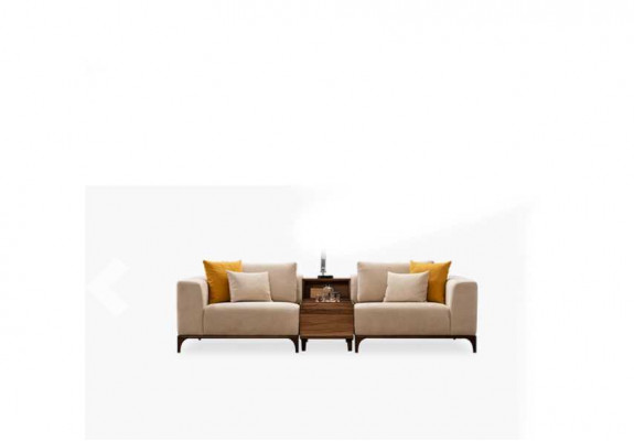 Luxus Wohnzimmer Sofa Modernen Design Holz mit Textilien Zweisitzer