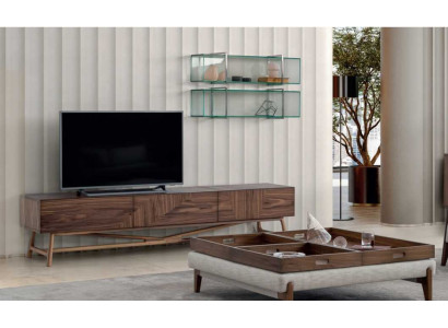 Wohnzimmer Tv-Ständer mit 2x Wandregal Luxus Design Sideboarad Wohnwand