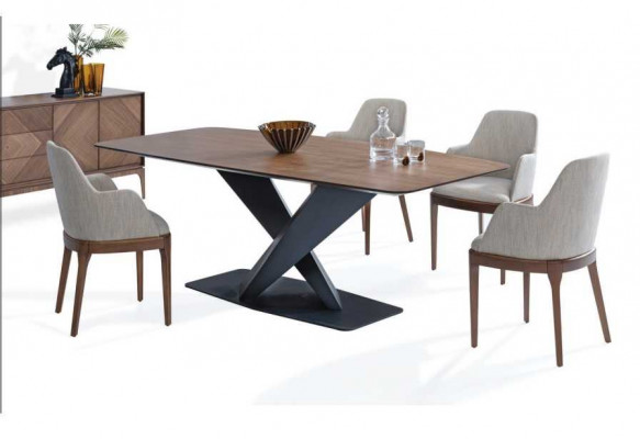 Luxus Set Für Esszimmer 5tlg Tisch 4x Stuhle mit Anrichte Tische Holz