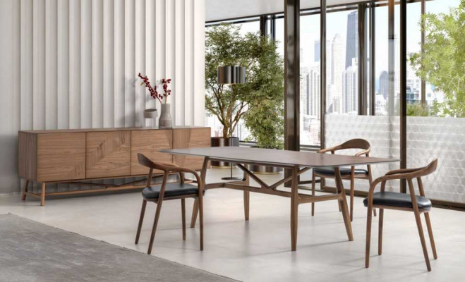 Luxus Set Esszimmer 6tlg Essgarnitur Essgruppe Set Tisch 4x Stuhle mit Anrichte