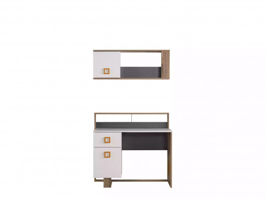 Schreibtisch Kinderzimmer Set 3tlg Regal Computer Holz Sessel Gelb Neu