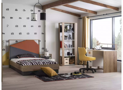 Komplette Bett Kindermöbel Kinderbett Kinderzimmer Holz Grau Set 4tlg