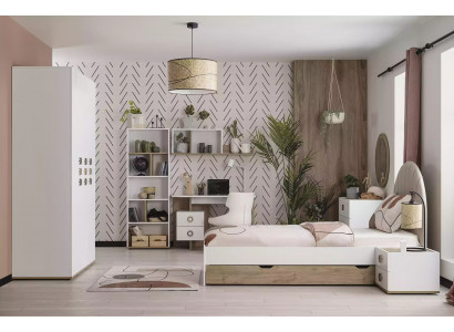 Komplete Kinderbett Kindermöbel Kinderzimmer Bett Holz Weiß Set 8tlg
