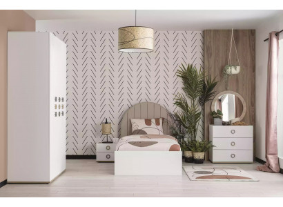 Kinderzimmer Komplete Bettrahmen Kindermöbel Bett Holz Weiß Set 5tlg
