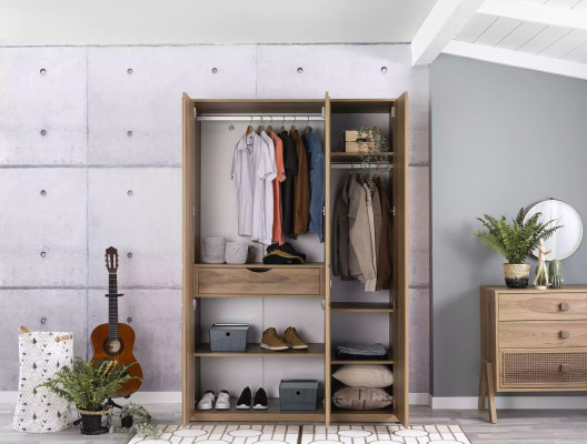 Kleiderschrank Schrank Holzschrank Schlafzimmer Möbel Holz Braun Neu