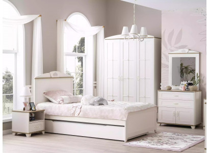 Funktionsbett Ausziehbares Kinderbett Bett Weiß Set 5tlg Holzbett