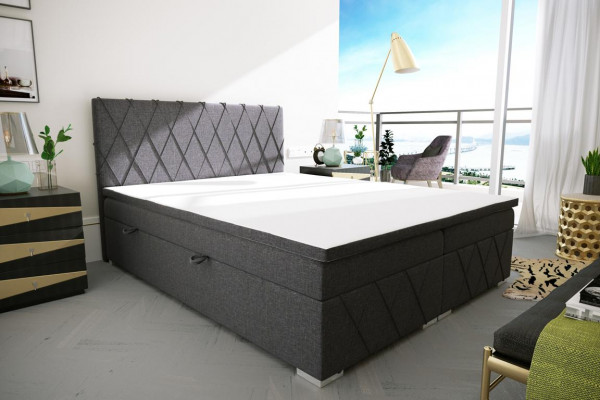 Doppel Luxus Grau Boxspringbett Design Bett Polsterbett Schlafzimmer Textil