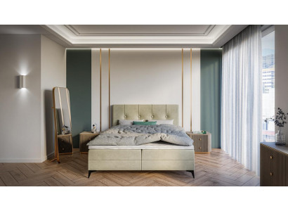 Bett Luxus Schlafzimmer Polstermöbel Design Doppelbett Stoff Boxspringbett