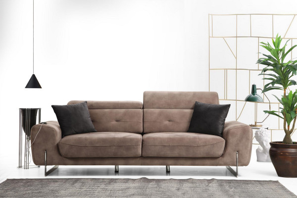 Set 2 tlg Wohnzimmer Sofagarnitur  Dreisitzer Sofa Couch Modern Sessel Textil