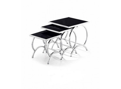 Beistelltisch Tisch 3x Couchtisch Sofa Tische Wohnzimmer Design Edelstahl