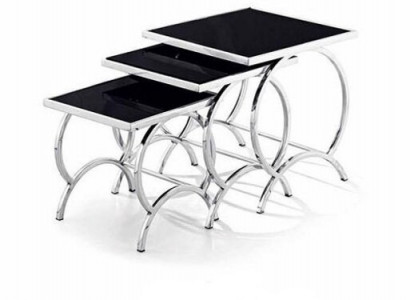 Beistelltisch Tisch 3x Couchtisch Sofa Tische Wohnzimmer Design Edelstahl