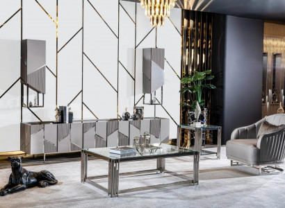 Set TV-Ständer Sessel Couchtisch Beistelltisch Wohnzimmer 4tlg grau neu