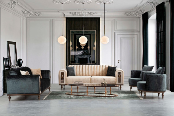 Rund Sessel Luxus Polster Design Textil 1 Sitzer Einsitzer Möbel Möbel